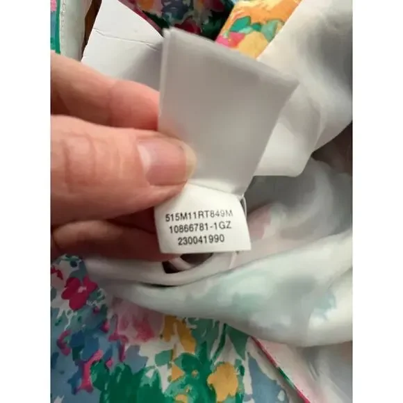 Ann Klein Medium Dress Floral Cotton V Neck Floral Tea Length Cottage Whimsy - Picture 13 of 15